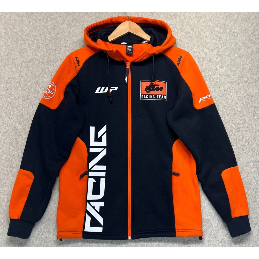 KTM Mens Racing Team Full Zip Hoodie Orange & Navy Blue Long Sleeve Outdoor S